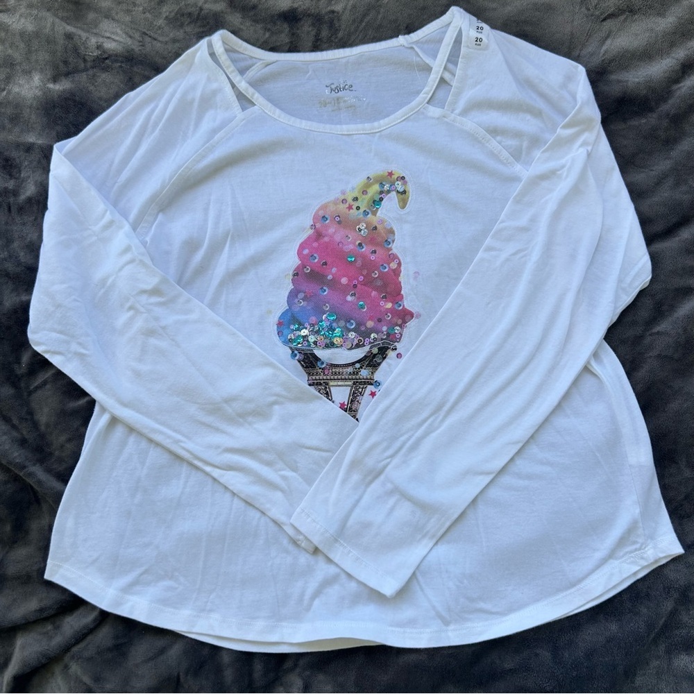 Justice girls long sleeve graphic shirt size 20 plus NWOT